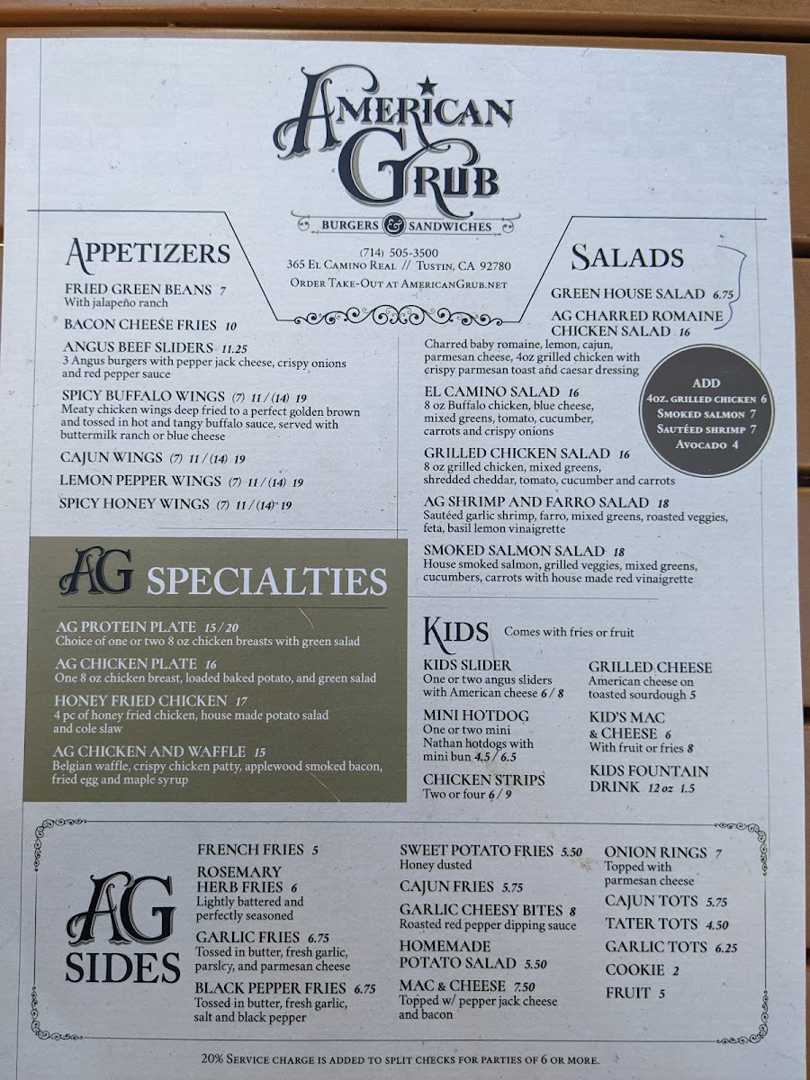 Menu American Grub-7